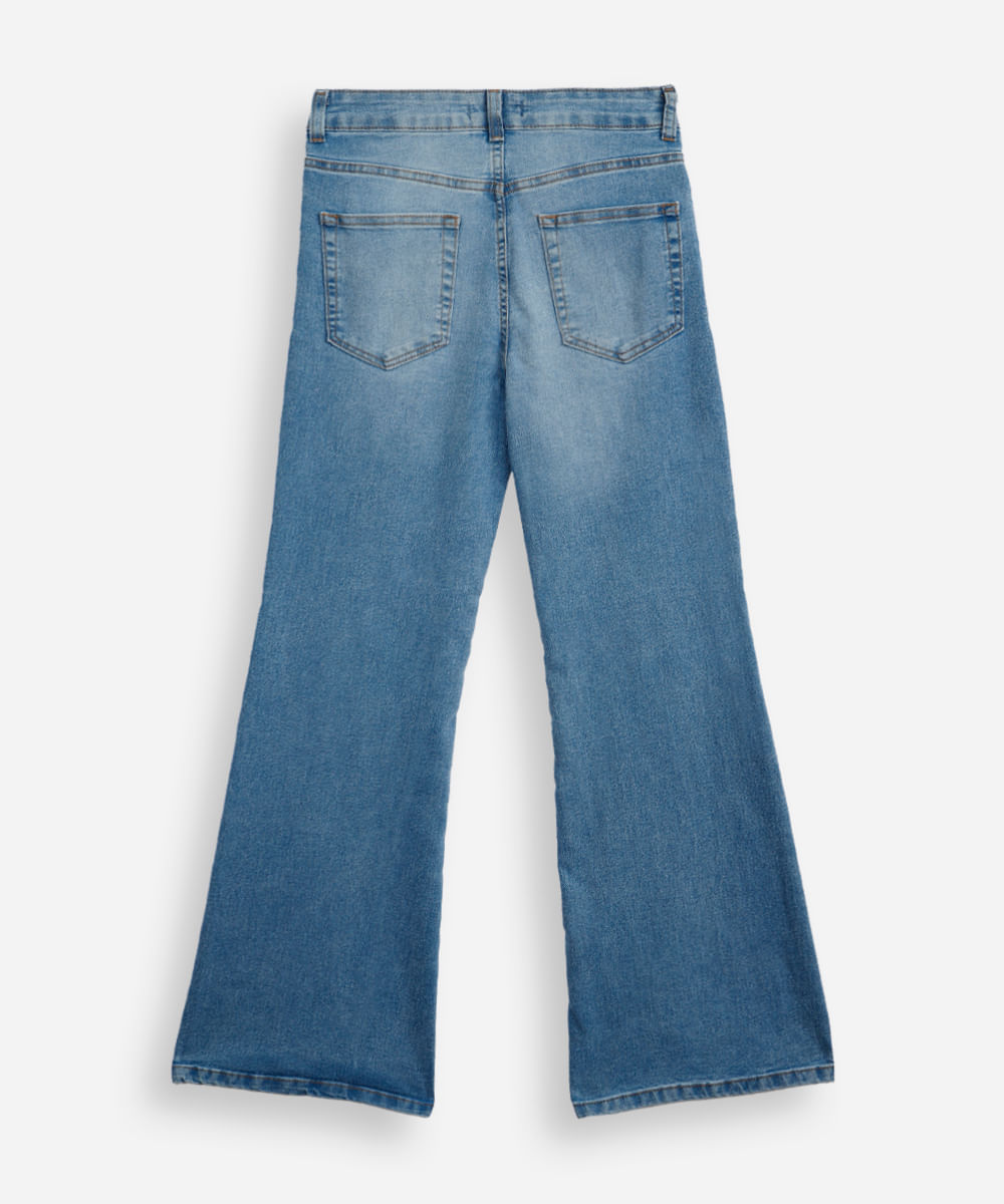 calça flare juvenil jeans azul