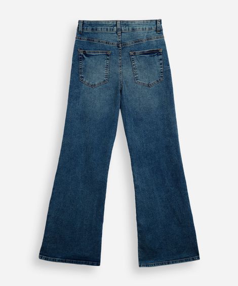 calça flare juvenil jeans azul