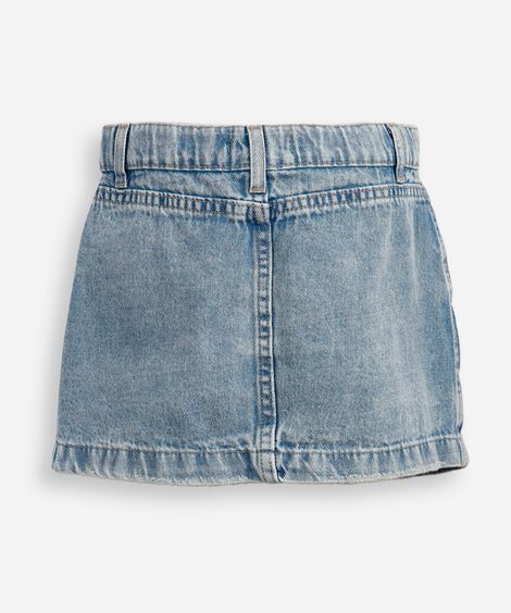 saia curta infantil jeans com botões azul