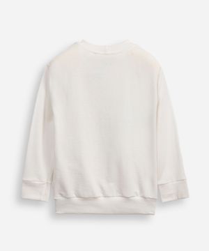 blusa de algodão infantil manga longa wild life off white