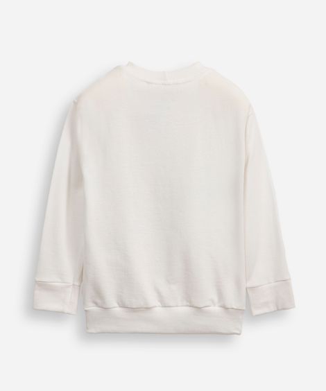 blusa de algodão infantil manga longa wild life off white