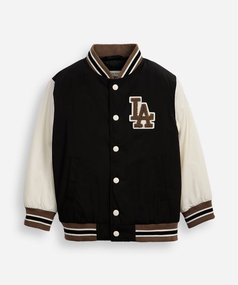 jaqueta bomber infantil puffer los angeles preta
