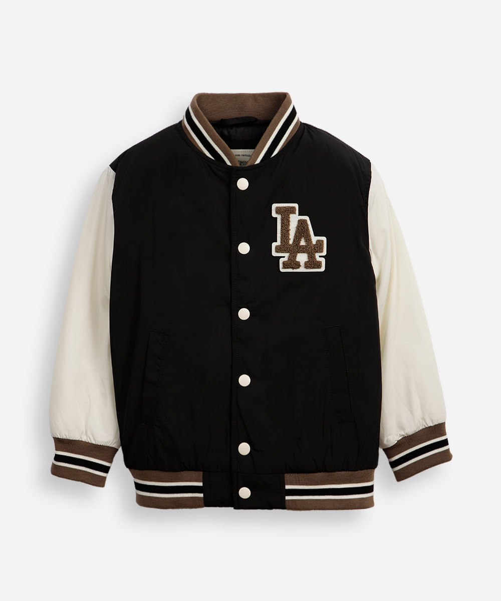 jaqueta bomber infantil puffer los angeles preta