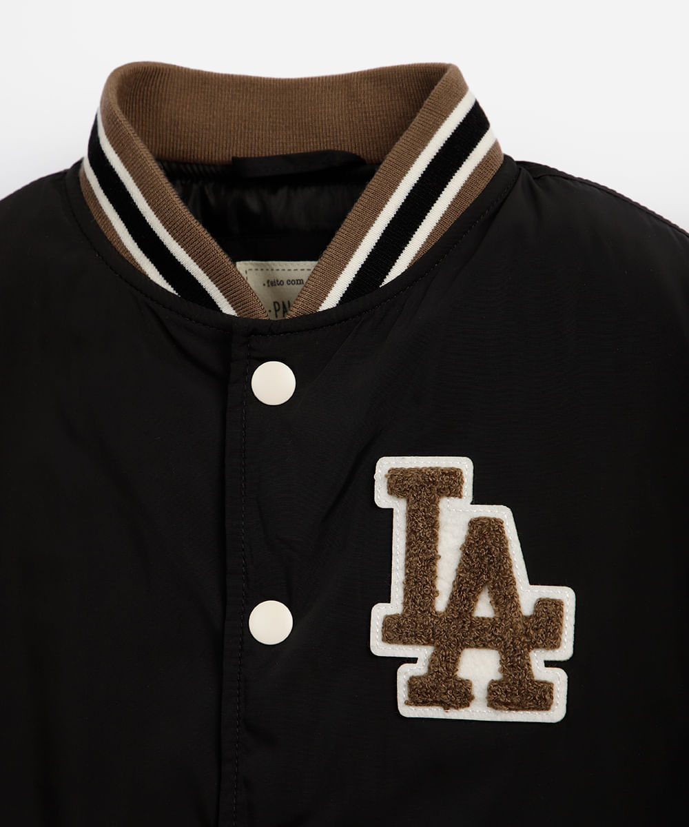 jaqueta bomber infantil puffer los angeles preta