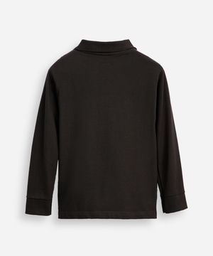 polo de algodão piquet infantil manga longa cinza