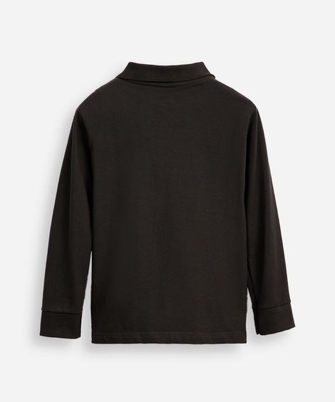 polo de algodão piquet infantil manga longa cinza
