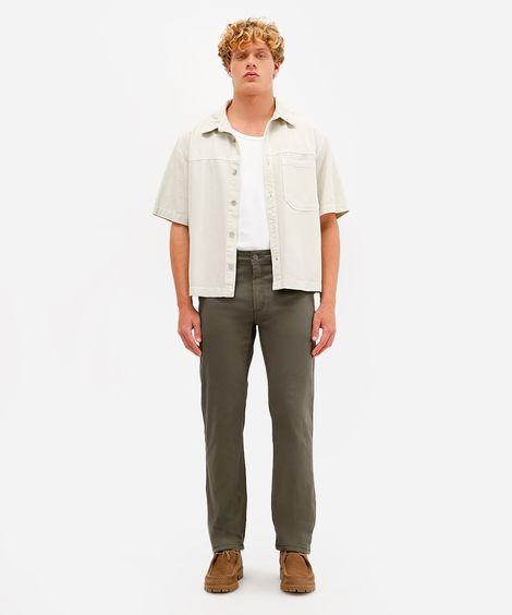 calça reta de sarja comfort verde