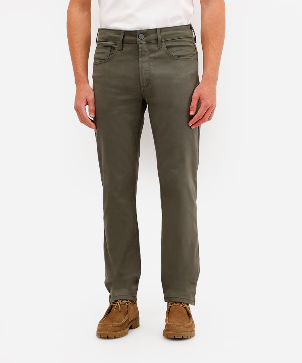 calça reta de sarja comfort verde