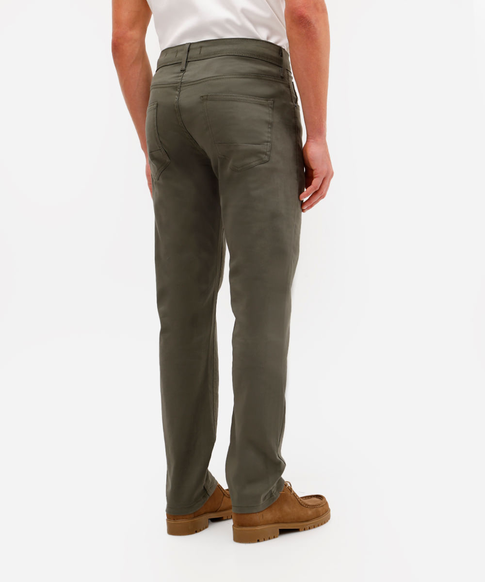 calça reta de sarja comfort verde