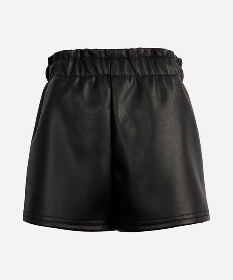 short mom infantil de poliuretano com bolsos preto
