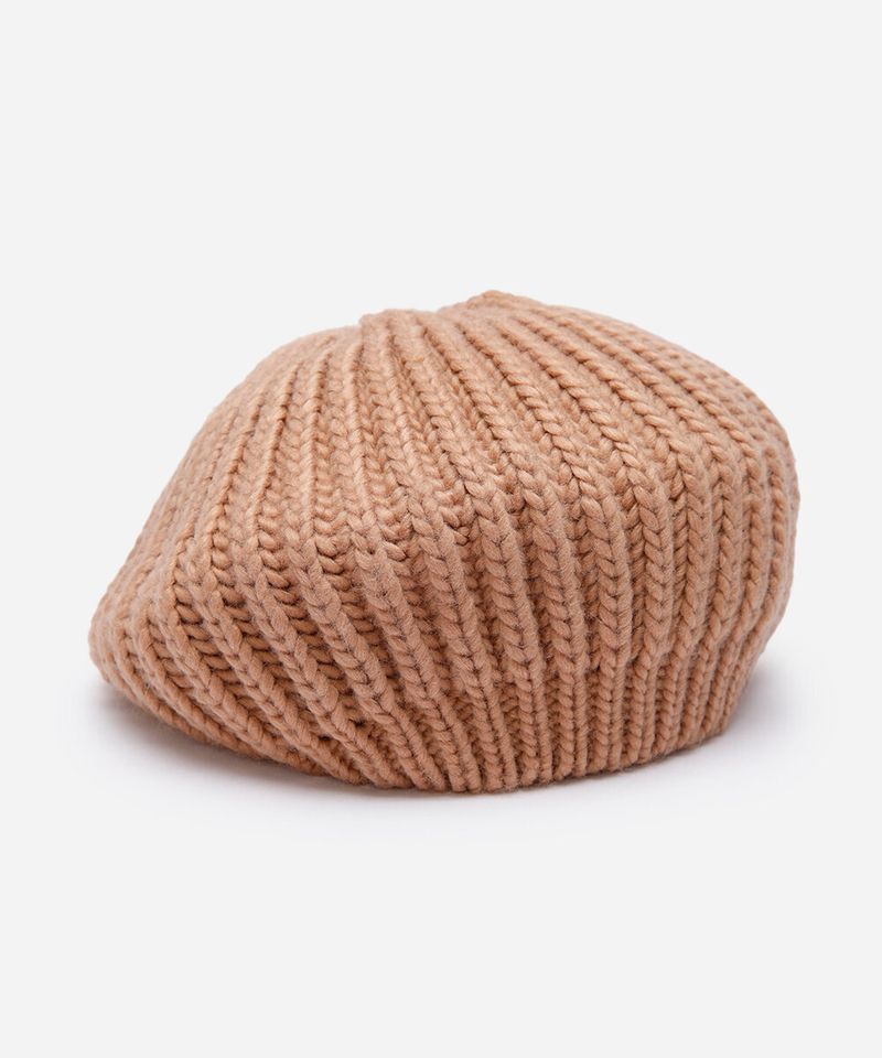 boina feminina de tricot bege