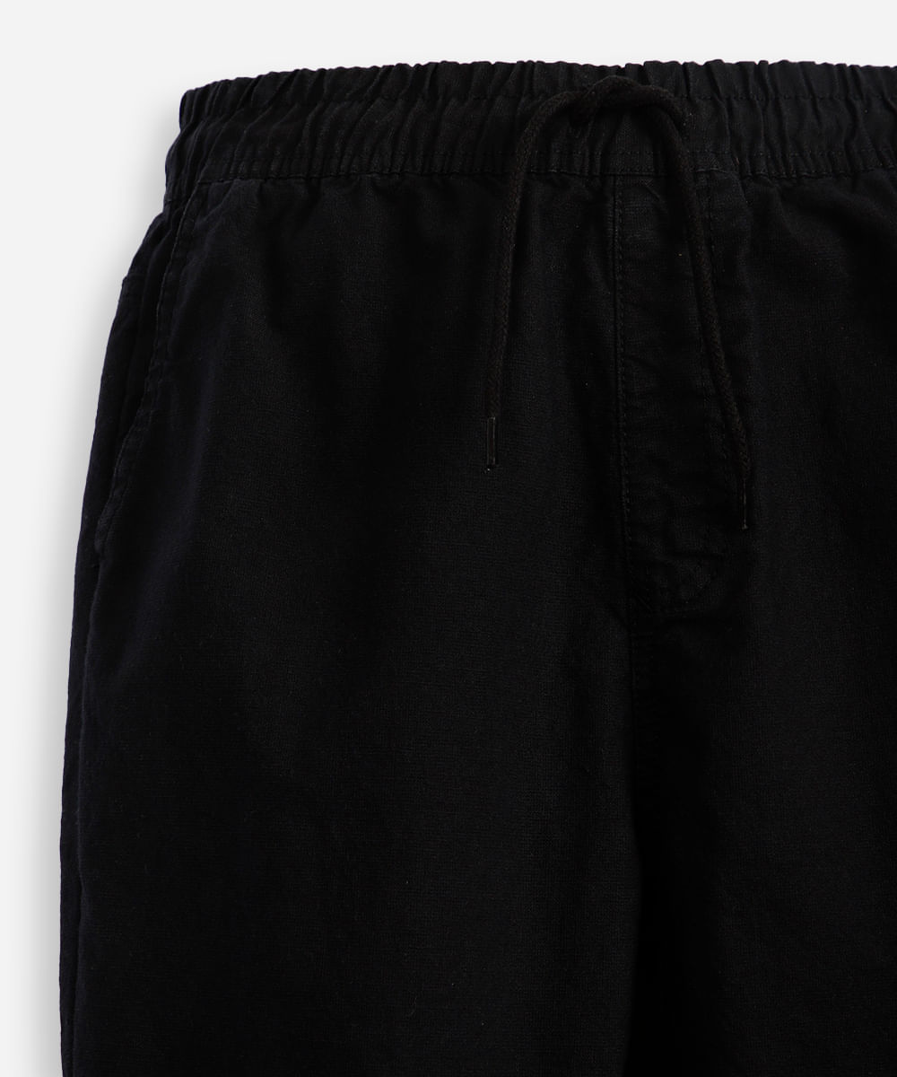 calça jogger juvenil de sarja cós com elástico preta