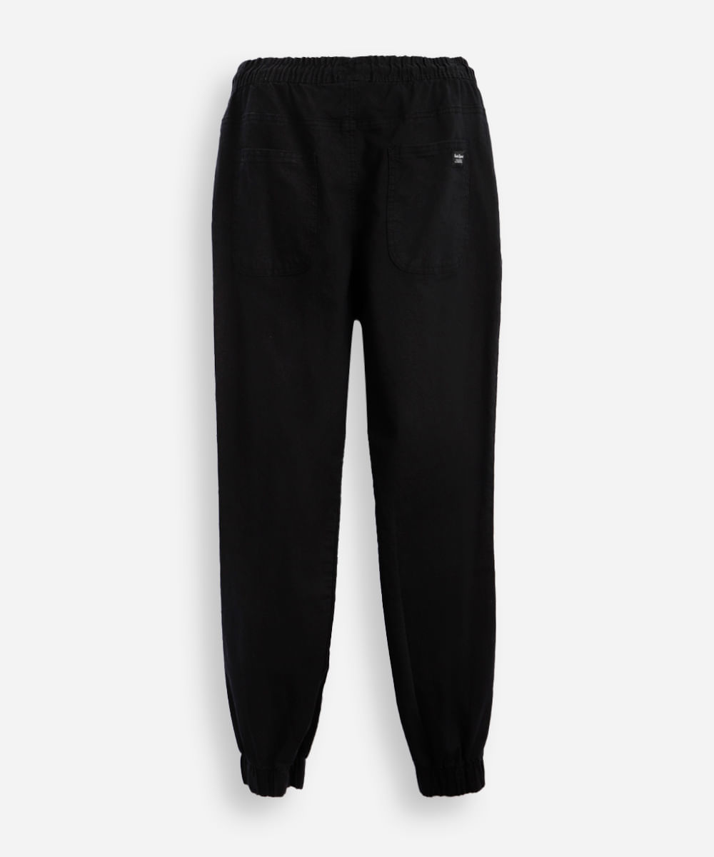 calça jogger juvenil de sarja cós com elástico preta