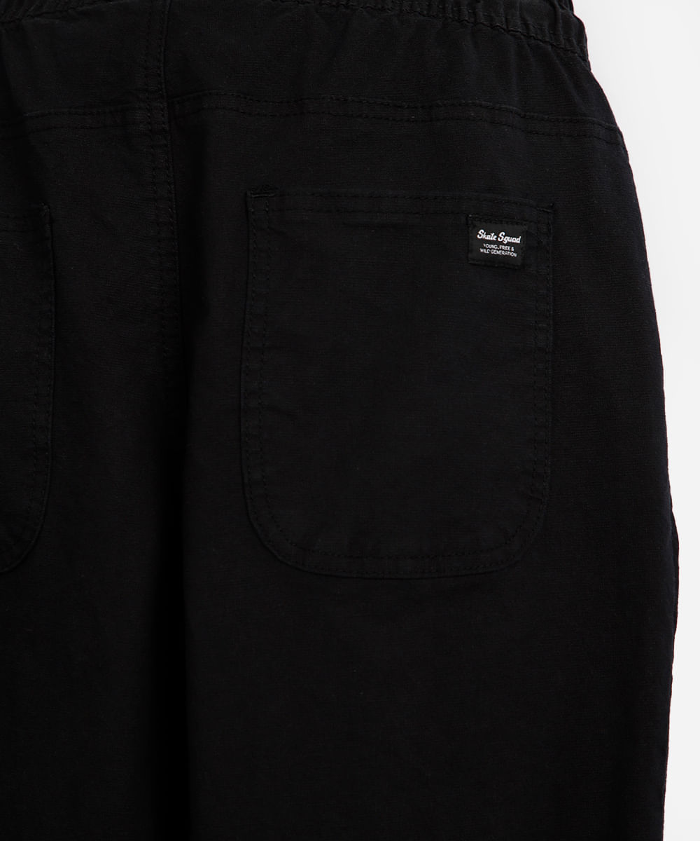 calça jogger juvenil de sarja cós com elástico preta
