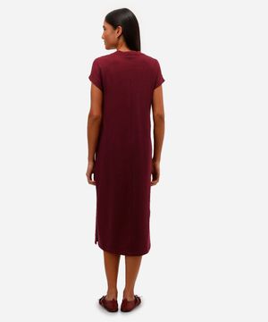 vestido midi básico feminino texturizado vinho