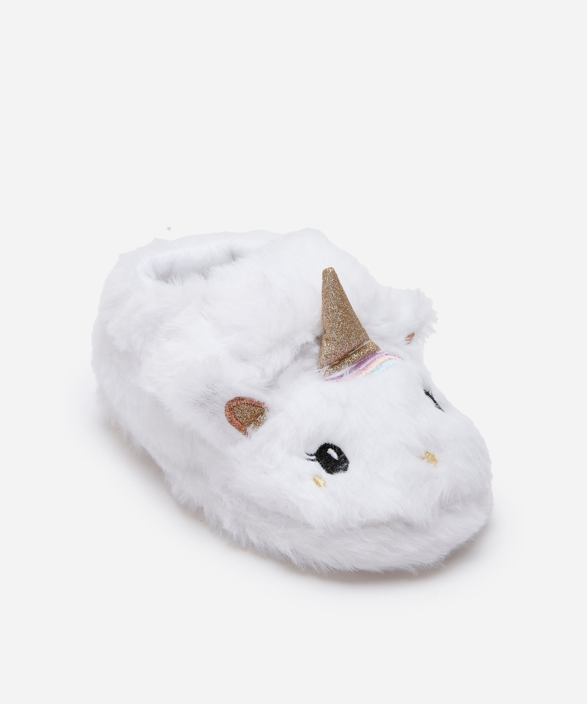 pantufa infantil unicórnio com antiderrapante branca