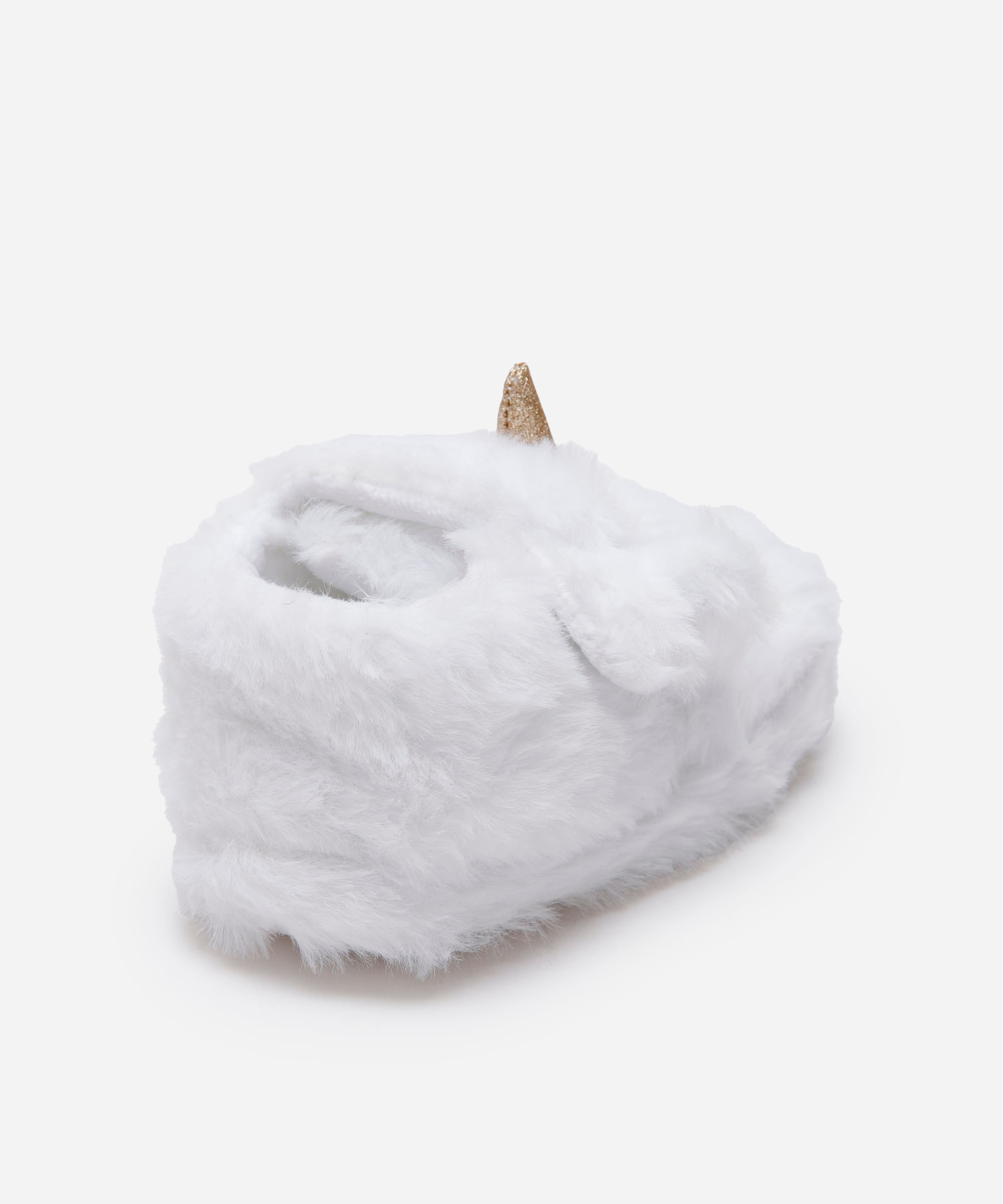 pantufa infantil unicórnio com antiderrapante branca