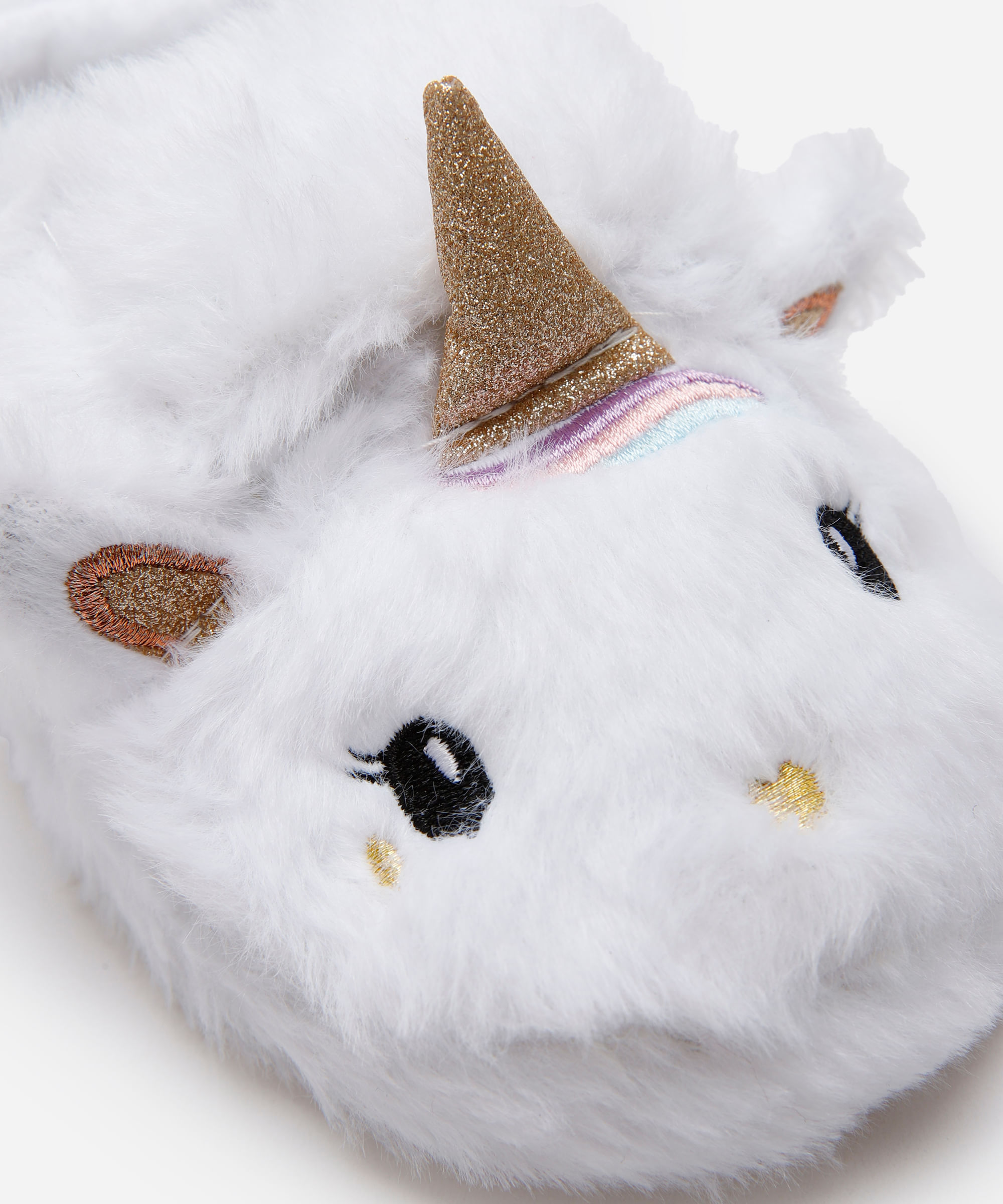 pantufa infantil unicórnio com antiderrapante branca