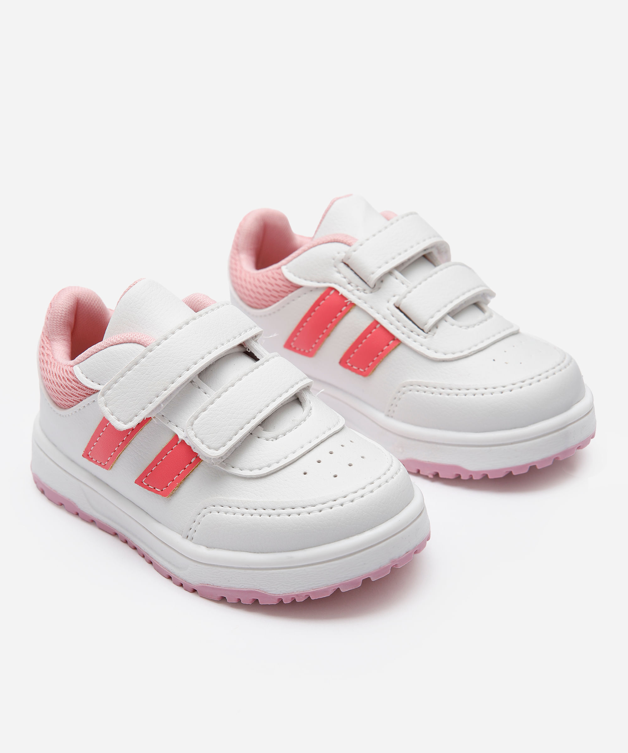 tênis casual infantil com velcro bicolor branco