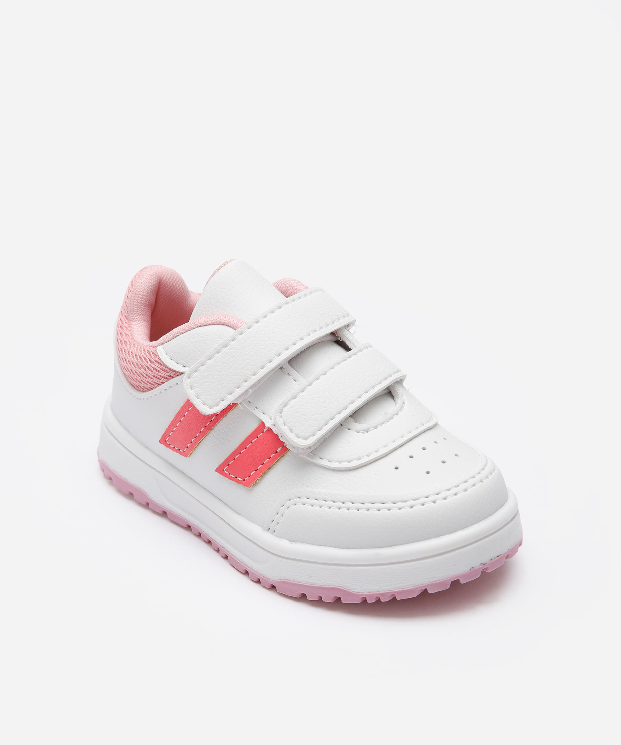 tênis casual infantil com velcro bicolor branco