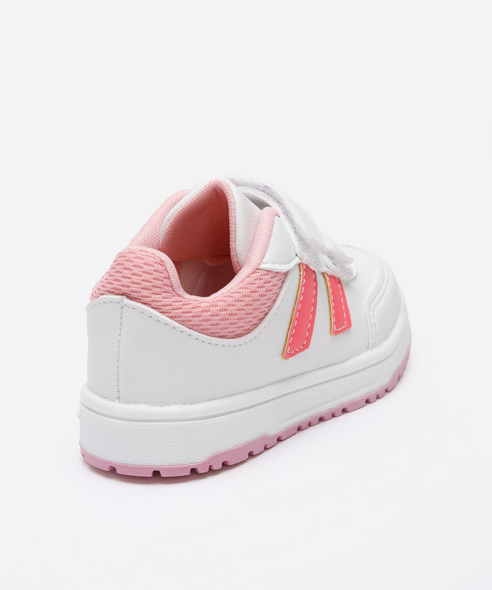 tênis casual infantil com velcro bicolor branco