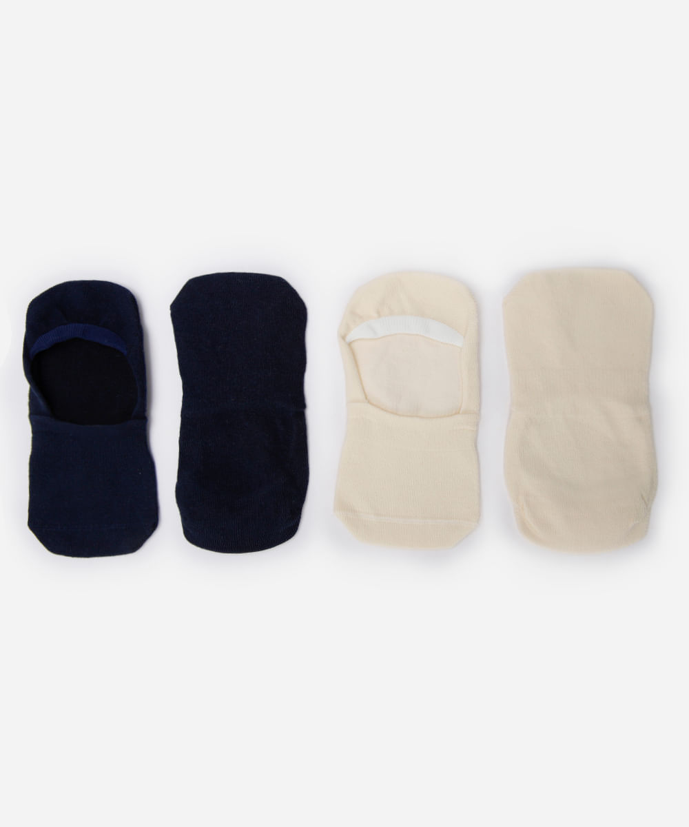 kit de 2 meias femininas cano invisível colorida