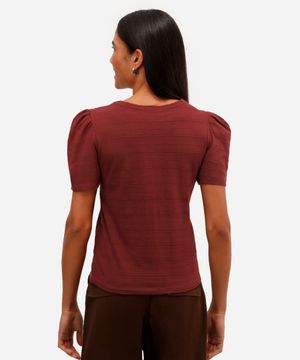 blusa de algodão manga bufante roxo uva - vinho