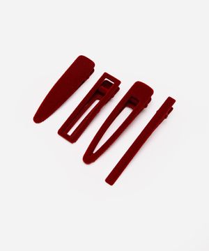 kit de 4 presilhas de cabelo texturizada vinho