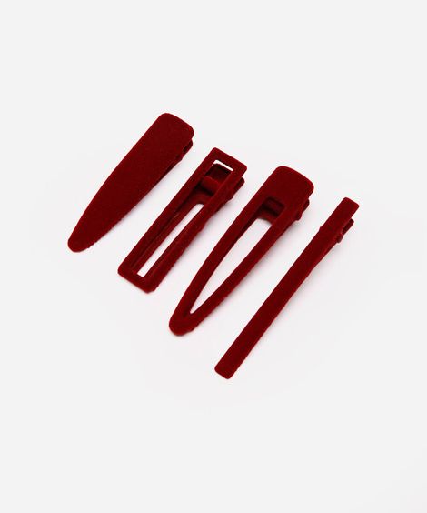 kit de 4 presilhas de cabelo texturizada vinho