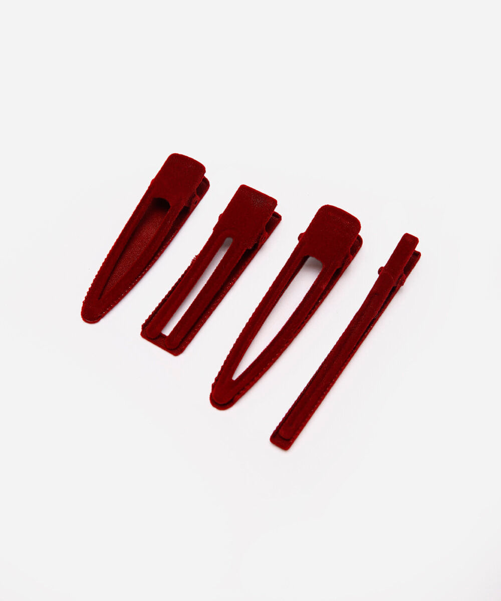 kit de 4 presilhas de cabelo texturizada vinho