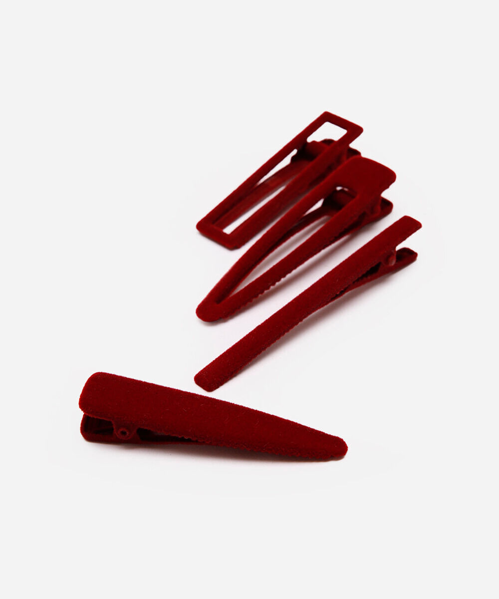 kit de 4 presilhas de cabelo texturizada vinho