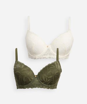 kit de 2 sutiãs meia taça com renda floral colorido