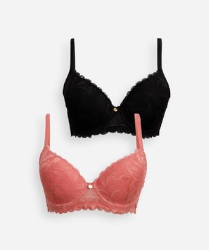 kit de 2 sutiãs meia taça com renda floral colorido