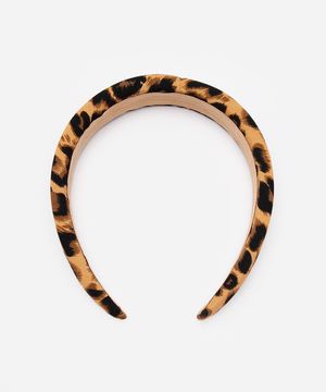 tiara de cabelo animal print bege