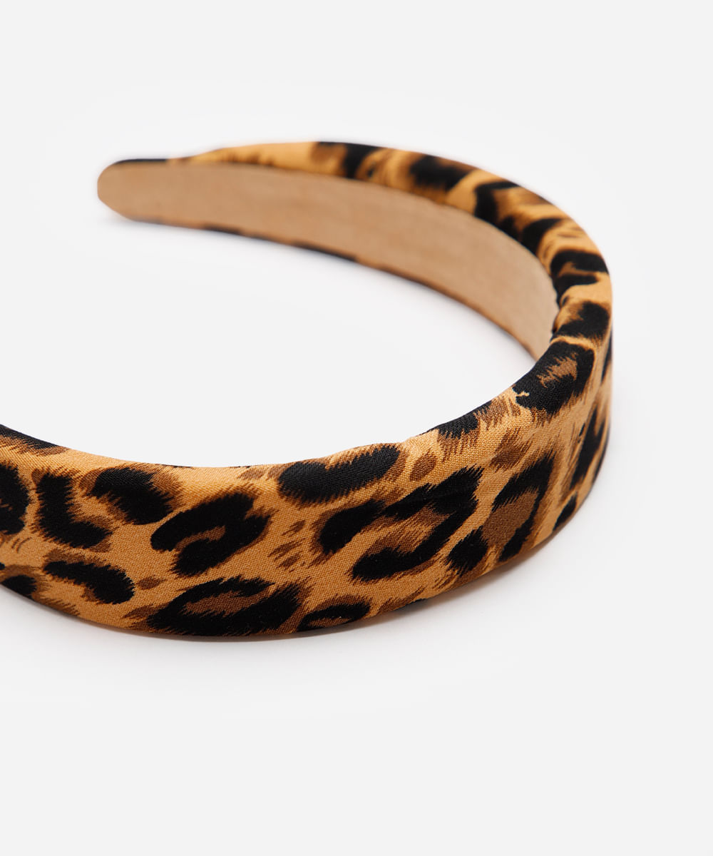 tiara de cabelo animal print bege