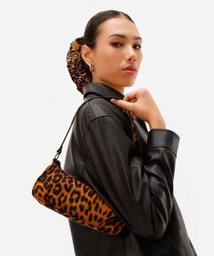 bolsa baguete animal print animal print texturizada colorida