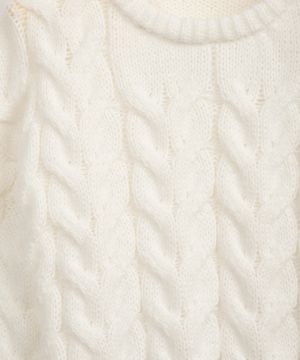 suéter de tricot juvenil texturizado off white