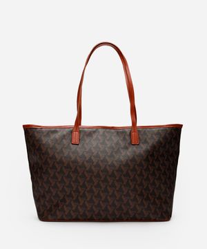 bolsa shopper feminina geométrica marrom