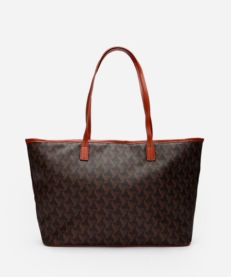 bolsa shopper feminina geométrica marrom