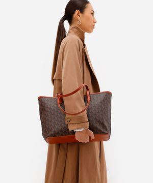bolsa shopper feminina geométrica marrom