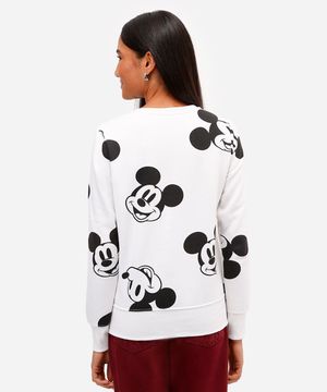 blusão feminino de moletom felpado mickey off white