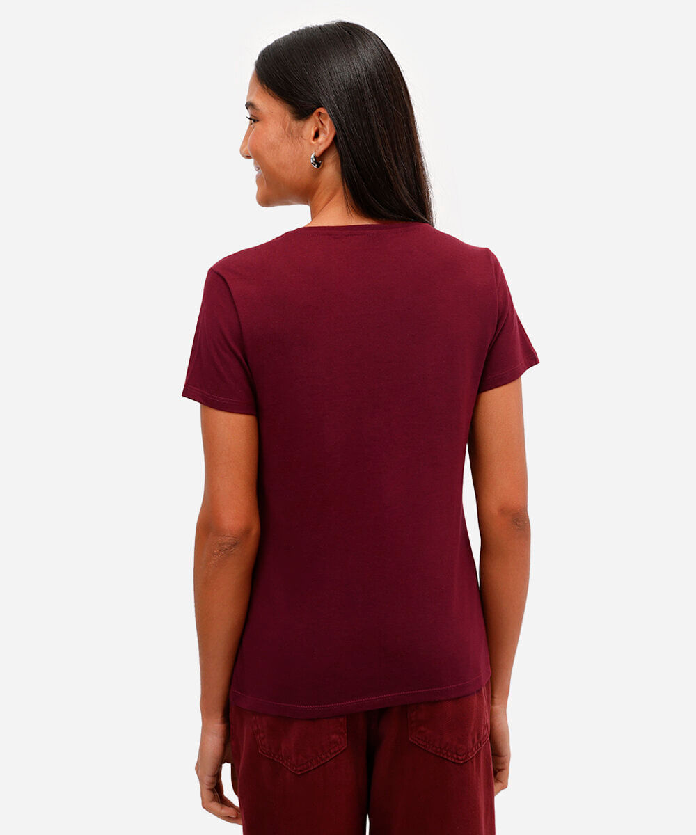 camiseta feminina de algodão garfield vinho