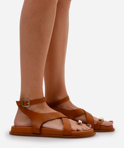 rasteirinha gladiadora com aviamento marrom