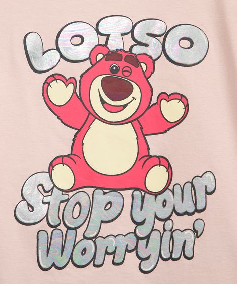camiseta de algodão infantil lotso rosa