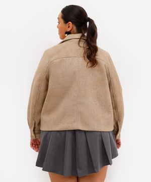 jaqueta feminina texturizada plus size bege