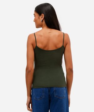 regata básica feminina de algodão alça fina verde