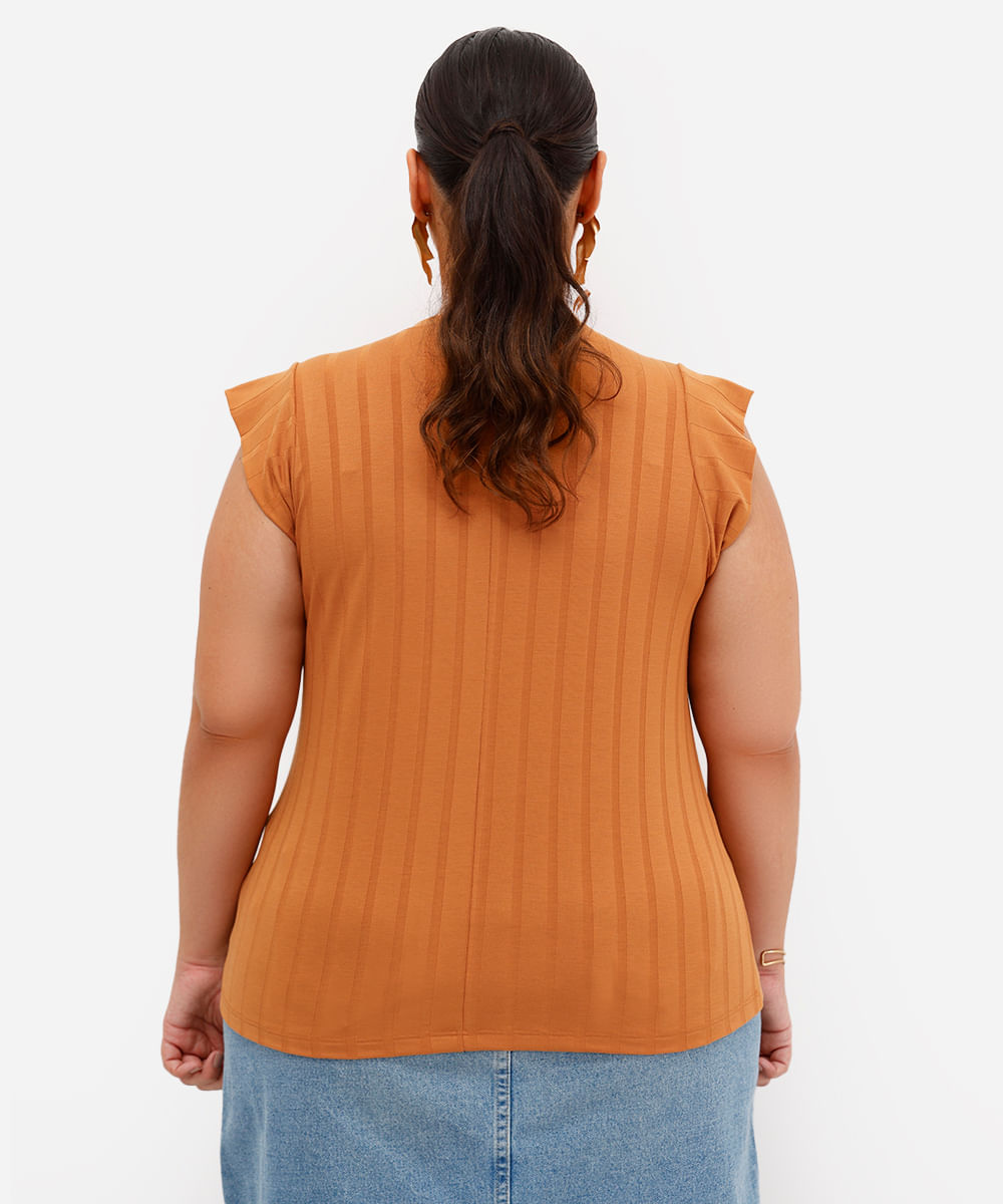blusa muscle canelada plus size marrom
