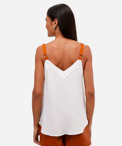 regata feminina de viscose bicolor off white