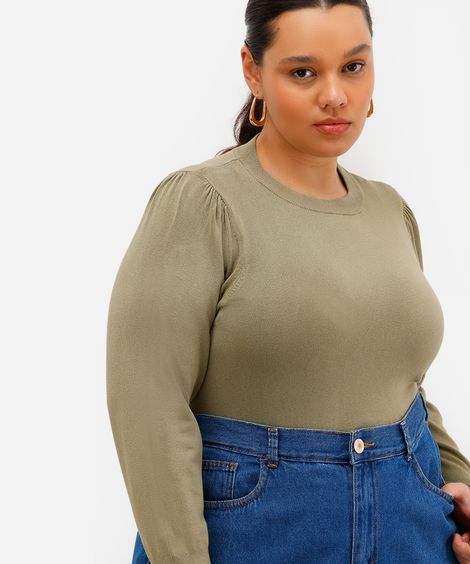 suéter feminino de tricot plus size verde
