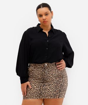 camisa feminina de viscose plus size preta
